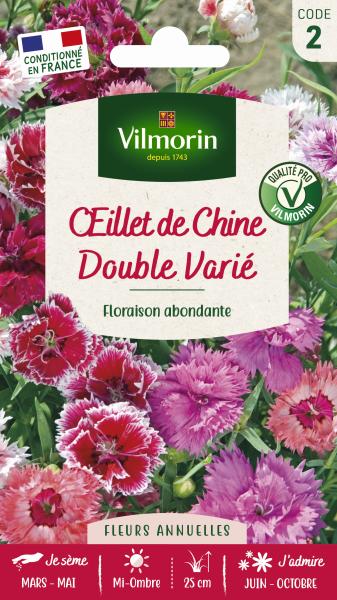 Fleurs - Œillet de Chine Double Vilmorin Varié - PACKAGING_RECTO